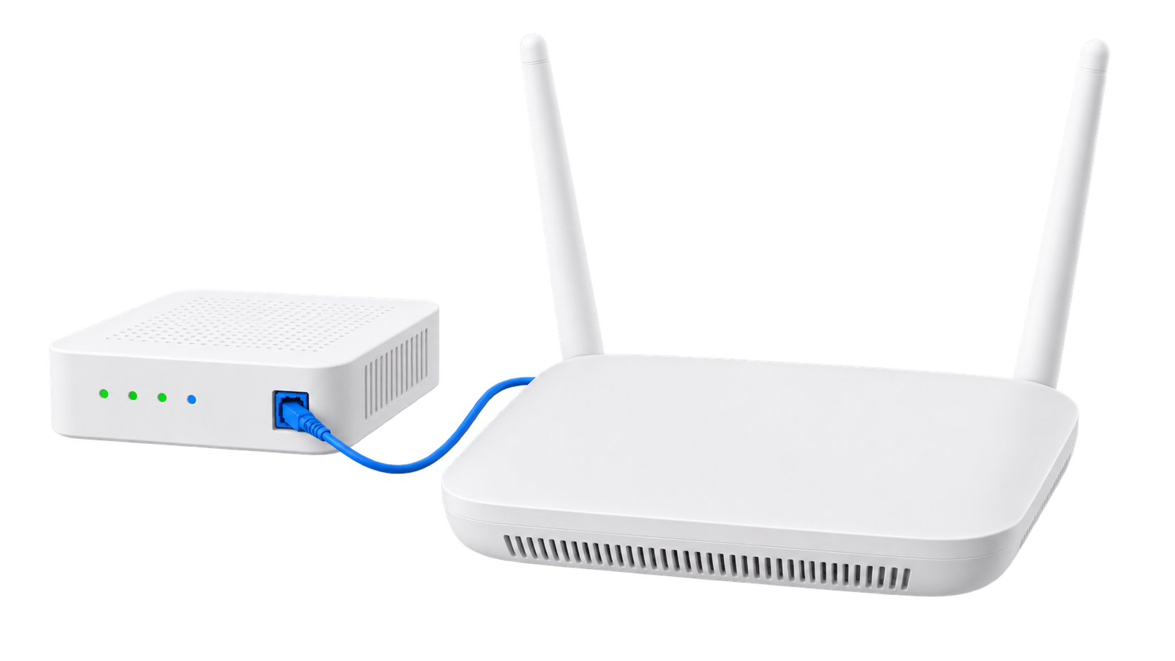 Router Wi-Fi y ONU de fibra conectados